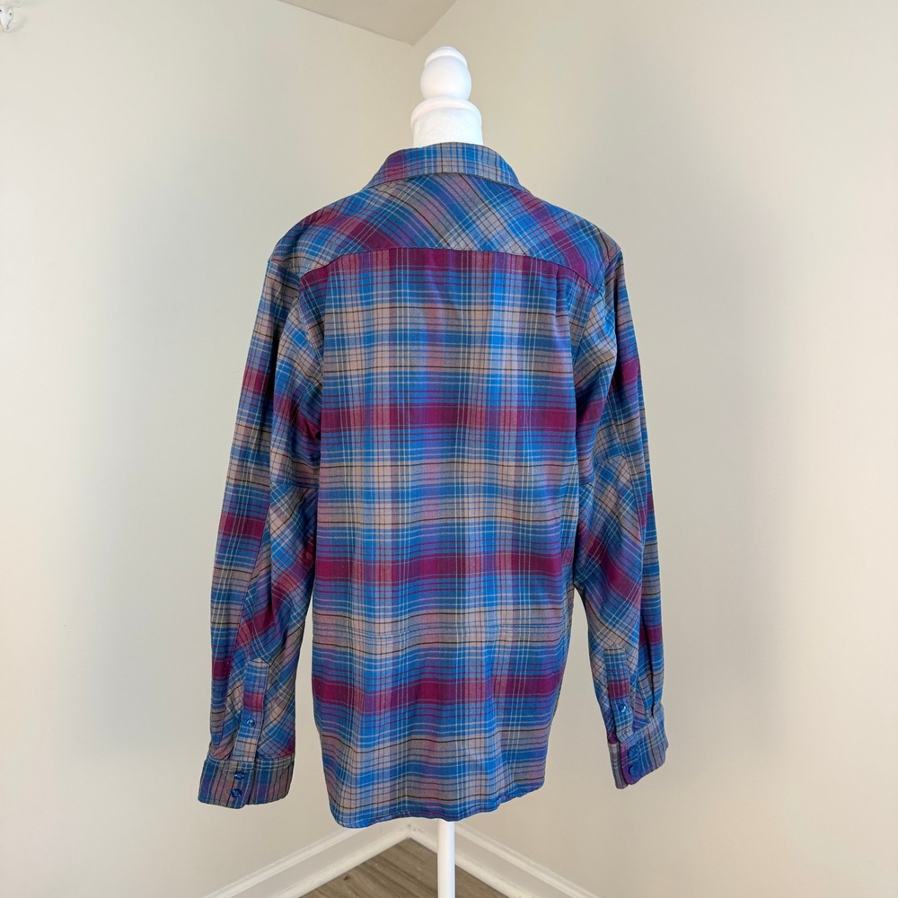 Nike SB Flannel Shirt Mens Medium Blue Purple Plaid Long Sleeve Skate Streetwear - Picture 5 of 14